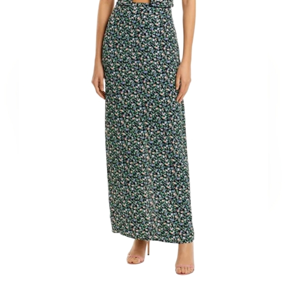 AFRM‎ Rennia Moody Floral Print High Waist Maxi Skirt Back Slit Size XL - Picture 2 of 11